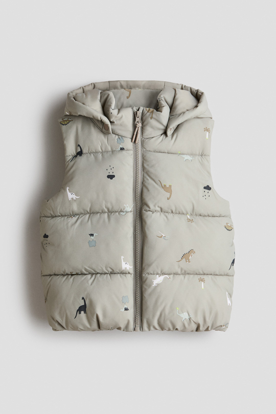 H&M Пуховый жилет с капюшоном, светло-зеленый