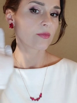 Серьги гроздья Мираж с красными кубиками Swarovski