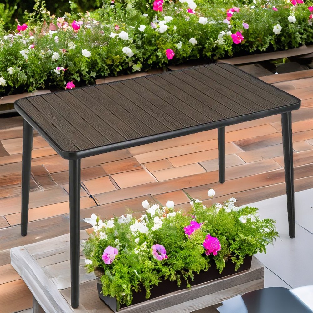 Алюминиевый прямоугольный стол  120*70 ПОЛИВУД-5 «POLYWOOD-5» цвет каштан арт.1029