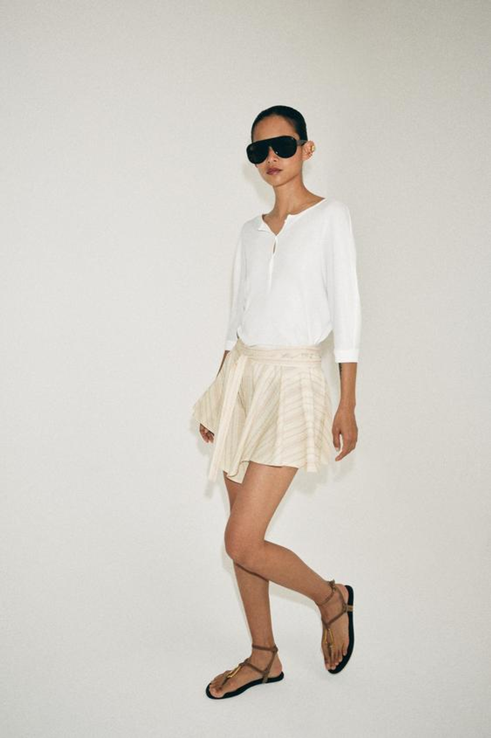ZARA ШОРТЫ В ПОЛОСКУ СО СКЛАДКАМИ — ZW COLLECTION, ПОЛОСКИ