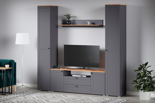 Полка 16.484 Остин Серый Графит, Дуб Золотой