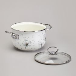 КАСТРЮЛЯ AGNESS ЭМАЛИРОВАННАЯ СО СТЕКЛЯННОЙ КРЫШКОЙ СЕРИЯ "DANDELION", 2,8 Л ДИА. 20СМ