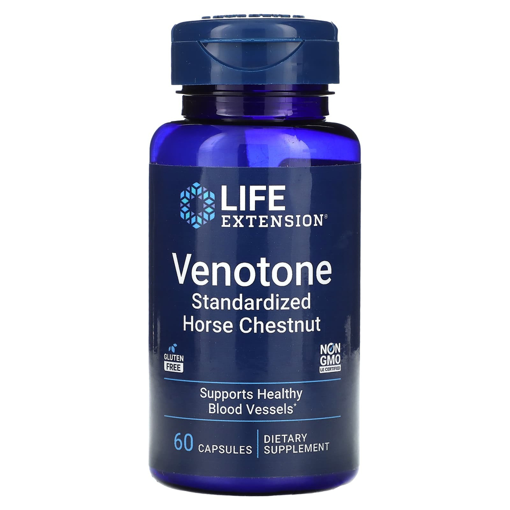 Life Extension, Venotone, стандартизированный конский каштан, 60 капсул (250 мг в 1 капсуле)
