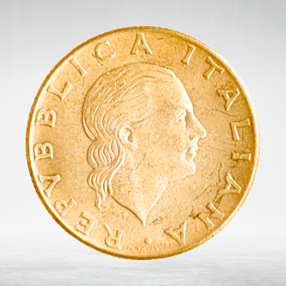 Italy 200 Lire 1979 R "Woman Head – Standard Issue", XF