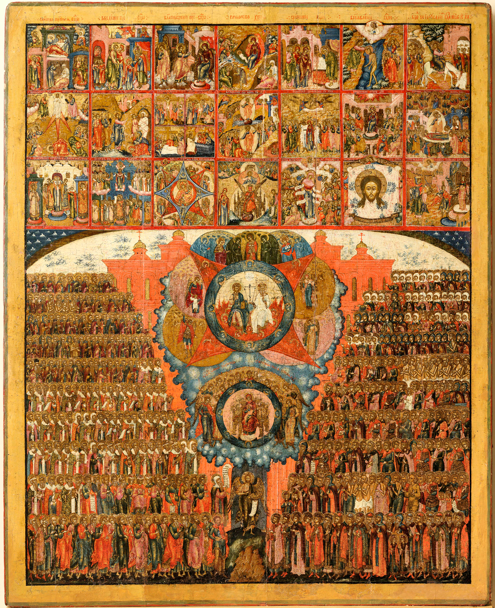 Икона Все святые с Праздниками на дереве на левкасе мастерская Иконный Дом