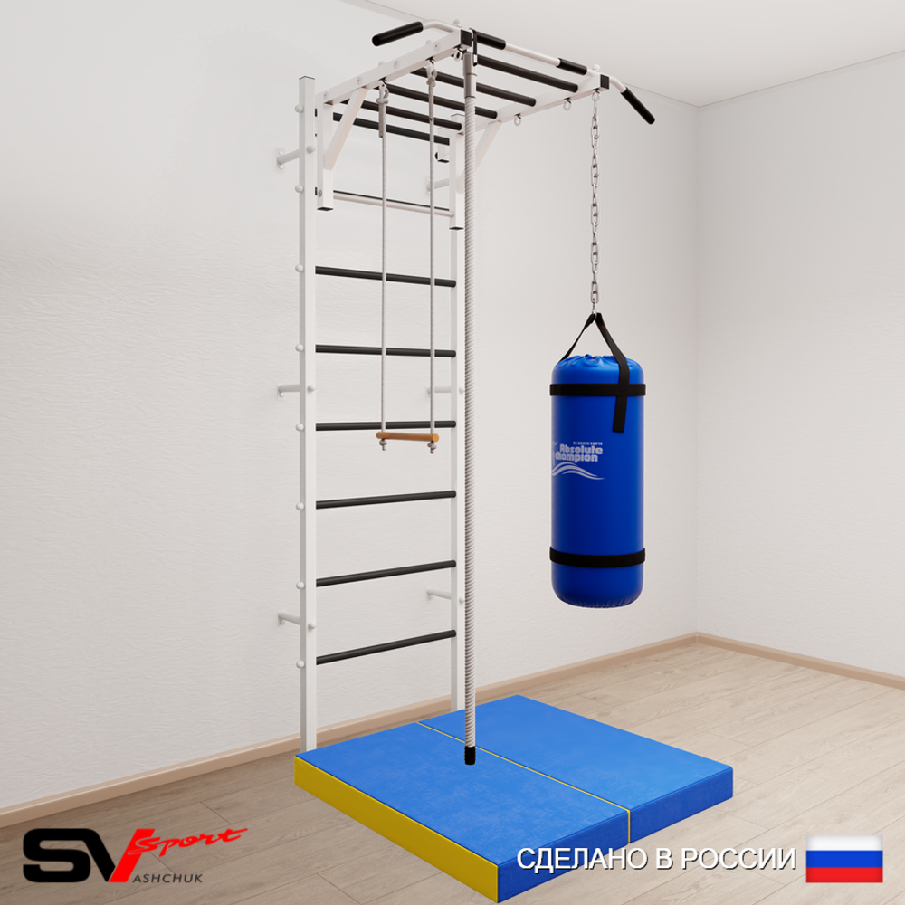 Шведская стенка Sv Sport 5357 (Турник рукоход/Канат/Трапеция/Цепь/Мешок 30кг/Мат 1м)
