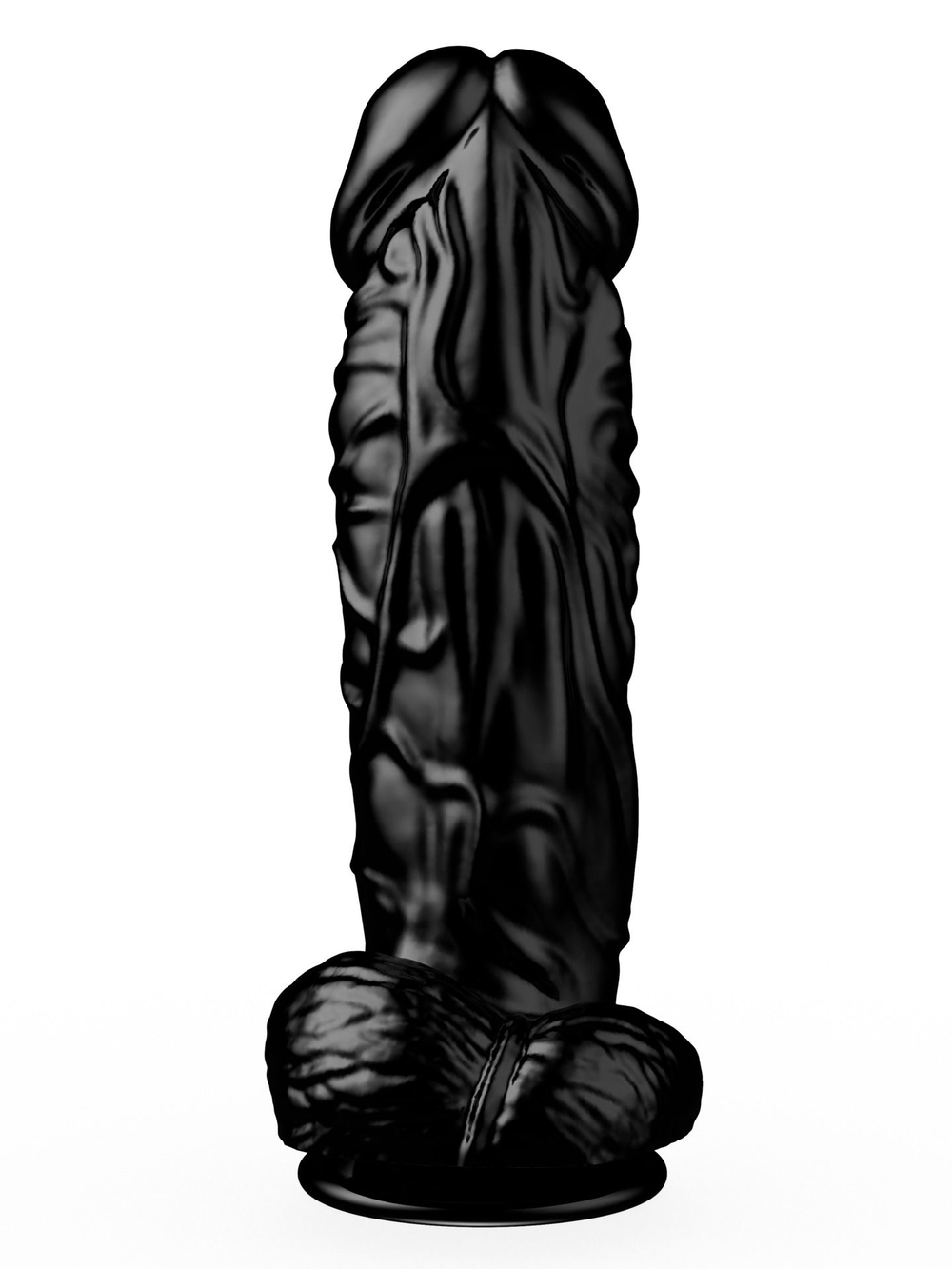 Большой чёрный фаллоимитатор на присоске - 20,5 см. (Цвет: черный)