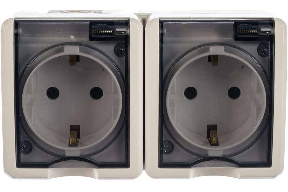 Розетка 2-местная накладная IP54, 16A-250В, белый Эксперт ЭРА