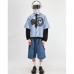 Рубашка SoWhat? Smile укороченная голубая