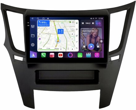 Магнитола для Subaru Legacy 5, Outback 4 2009-2014 (левый руль, рамка черная) - FarCar BM061M монитор 9.5" QLED на Android 14, TS10, 4+32Гб, CarPlay, 4G SIM-слот