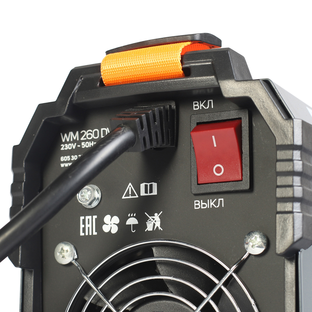 Аппарат сварочный инверторный PATRIOT WM 260 DVT MMA, входное напряжение: 1ф,140-240В;сварочный ток макс: 260A; ПВ при макс. токе: 70%, дисплей ARC FORCE, ANTI STICK, HOTSTART, TIG LIFT, VRD,Электроды Patriot ЭР-46, 3мм, 1кг