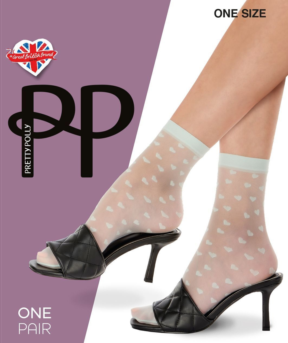 Оригинальные капроновые носочки с принтом в виде сердец (Размер: S-M-L) (Цвет: мятный)