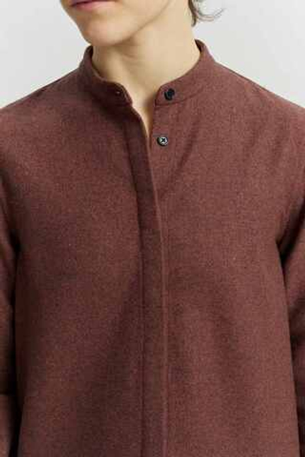 Платье-рубашка бордово-коричневого цвета из шерсти