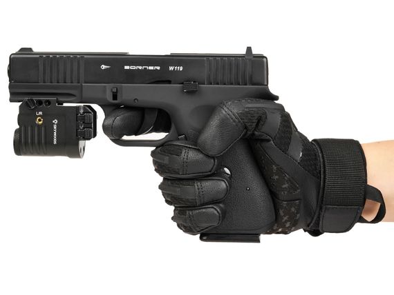 Фонарь подствольный пистолетный Skywoods Raccoon Laser 360 люмен, красный ЛЦУ