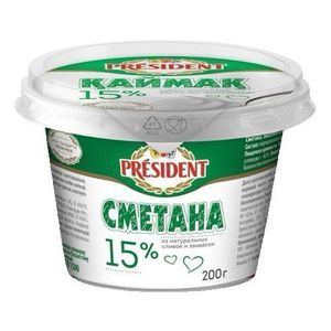 Сметана President 15% 200 г