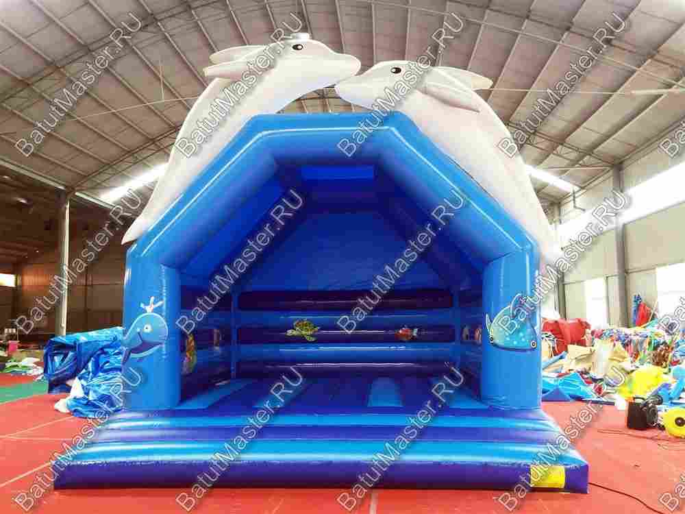 Коммерческий надувной батут с крышей "Морское убежище" размер 5*5*4,8 м