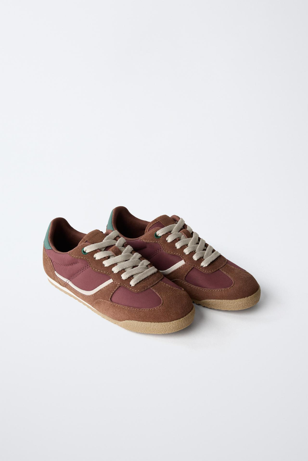 ZARA КОЖАНЫЕ КРОССОВКИ, КОРИЧНЕВЫЙ