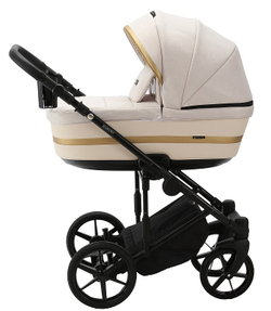 Детская коляска Adamex Rimini 2 в 1 RI17A LUX (СВ.БЕЖ+МОЛОЧН.КОЖА+ЗОЛОТО.ОТДЕЛКА)