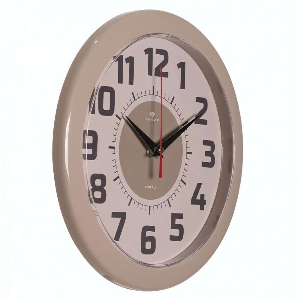 2323-125 Часы настенные круг d=24,5см, корпус бежевый "Классика" Рубин