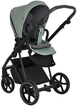 Детская коляска Roan Sol Кожа 3 в 1 с автокреслом Avionaut Silver Black RSL/2023 Misti Mint/Grey/руч. Серый