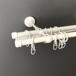 Карниз кованый "Заглушка Ост" d16 мм трехрядный со второй направляющей, цвет белый