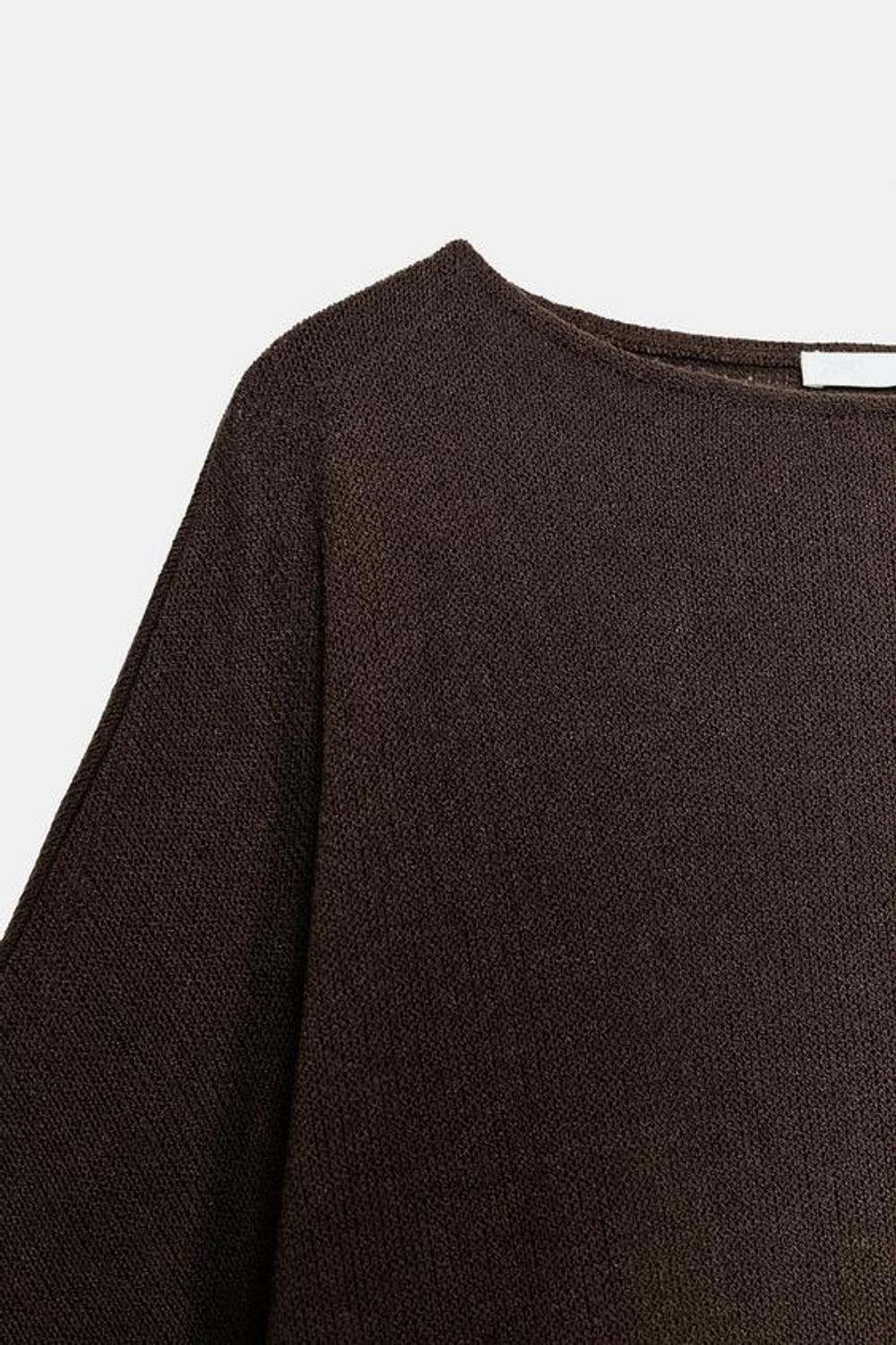 ZARA ТОП В РУСТИКАЛЬНОМ СТИЛЕ С КОРОТКИМИ РУКАВАМИ, КОРИЧНЕВЫЙ