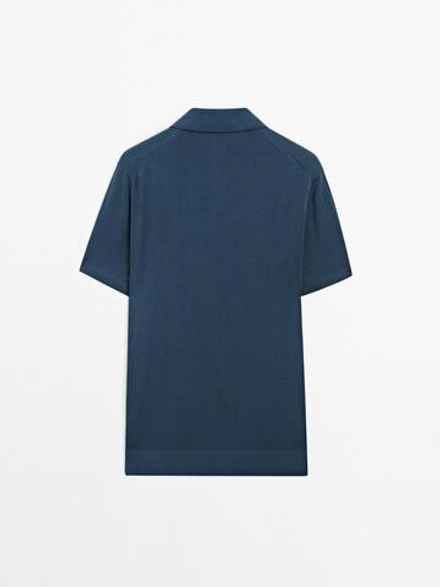 Massimo Dutti Трикотажное поло с короткими рукавами, синий