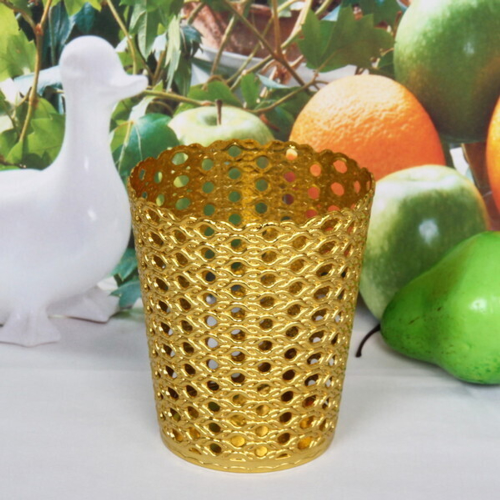 Подставка для столовых приборов пластиковая «Плетенка» 11*13см золото