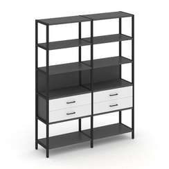 Shelf System Двухсекционный стеллаж пятиярусный с ящиками SN.STM-522 Антрацит/Белый/Металл Черный 15