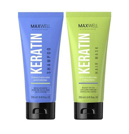 Комплект для домашнего ухода MAXWELL Keratin Shampoo 250 мл + MAXWELL Keratin Mask 250 мл