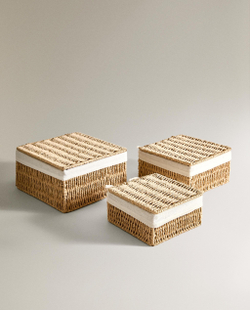 Zara Home Корзина из плетёной бумаги, цвет бежевый, 17 см