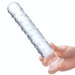 Прозрачный стеклянный фаллос с массажным рельефом 10 Extra Large Glass Dildo - 25,5 см. (Цвет: прозрачный)