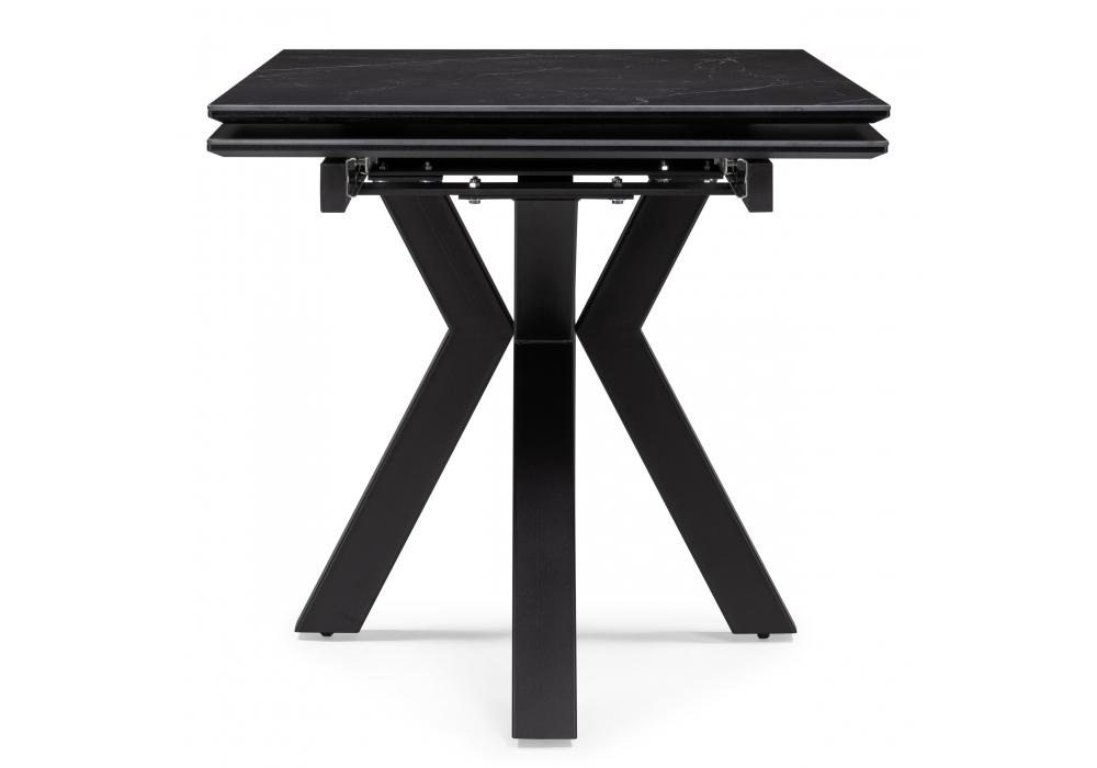 Керамический стол Woodville Бронхольм 140(200)х80х77 черный мрамор, черный, ножки черные