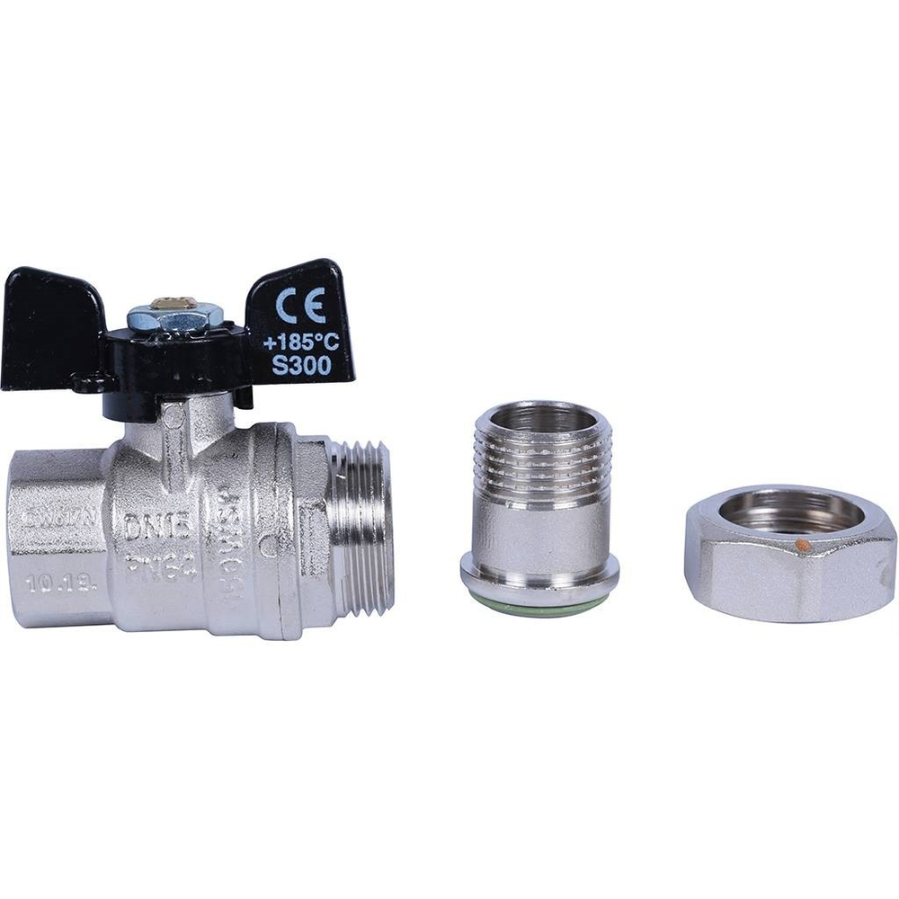 Кран шаровой с американкой Bugatti Oregon 1/2" внутренняя-наружная (бабочка)