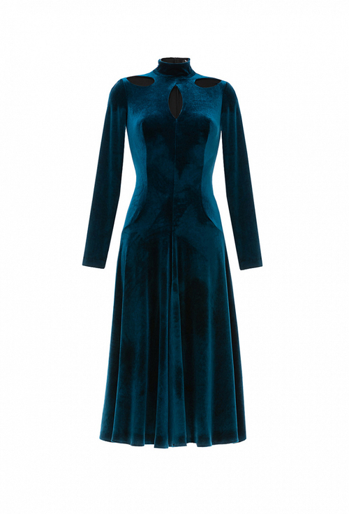 Бархатное платье с фигурными вырезами. 08-01-24 FW