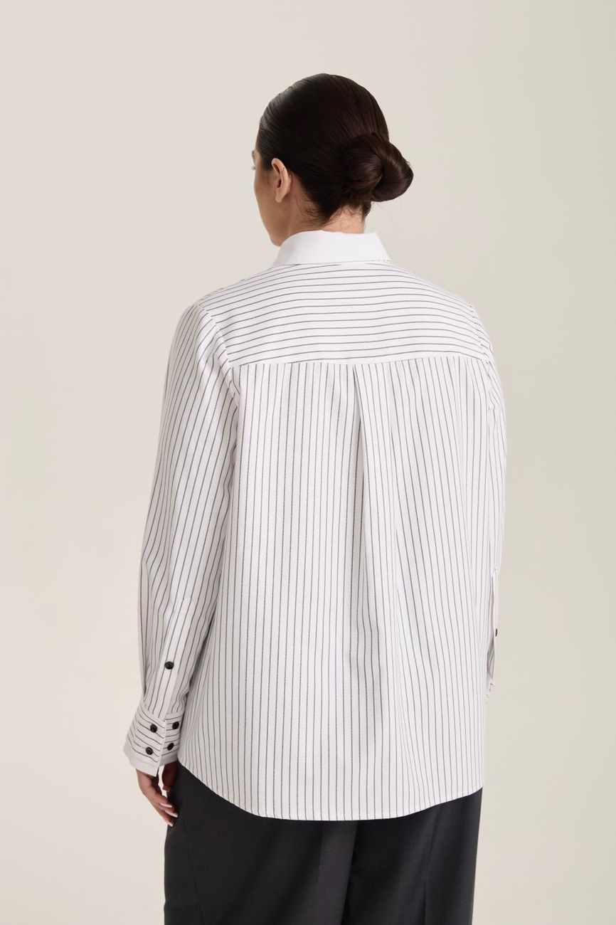 Рубашка с галстуком, белая в черную полоску