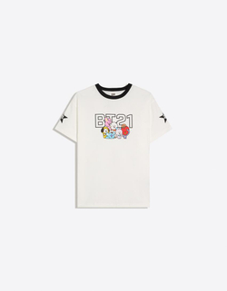 BERSHKA Футболка оверсайз с принтом BT21, белый