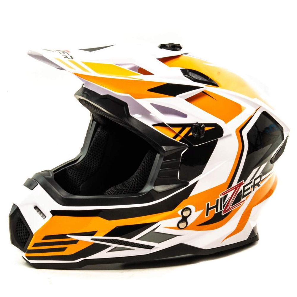 Шлем мото кроссовый HIZER J6803 №5 (M) white orange