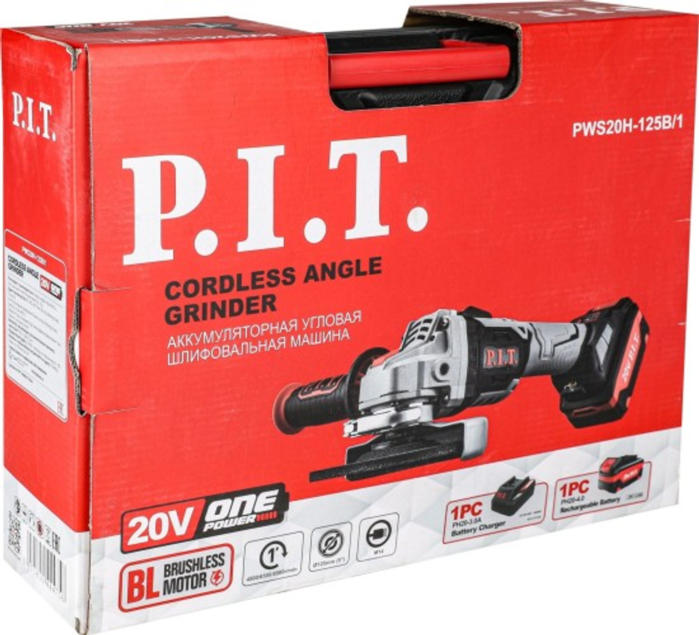 Угловая шлифмашина аккумуляторная P.I.T. PWS20H-125B/1