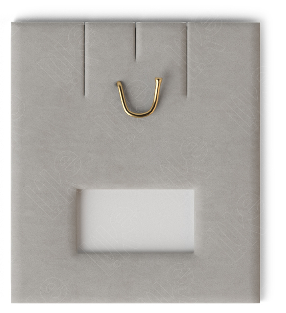 Вкладыш 03/наклонный/для серег/подвески/2 прорези/крючок/окошко для бирки/прорезь для