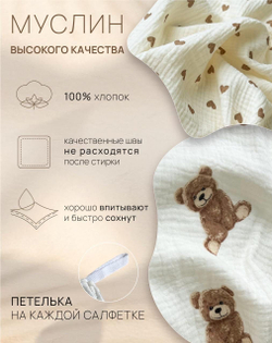 Салфетки из муслина 30*30 (набор 2шт)