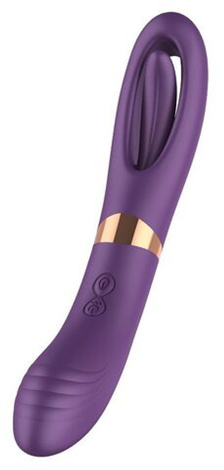 Фиолетовый двусторонний вибратор - 27 см.