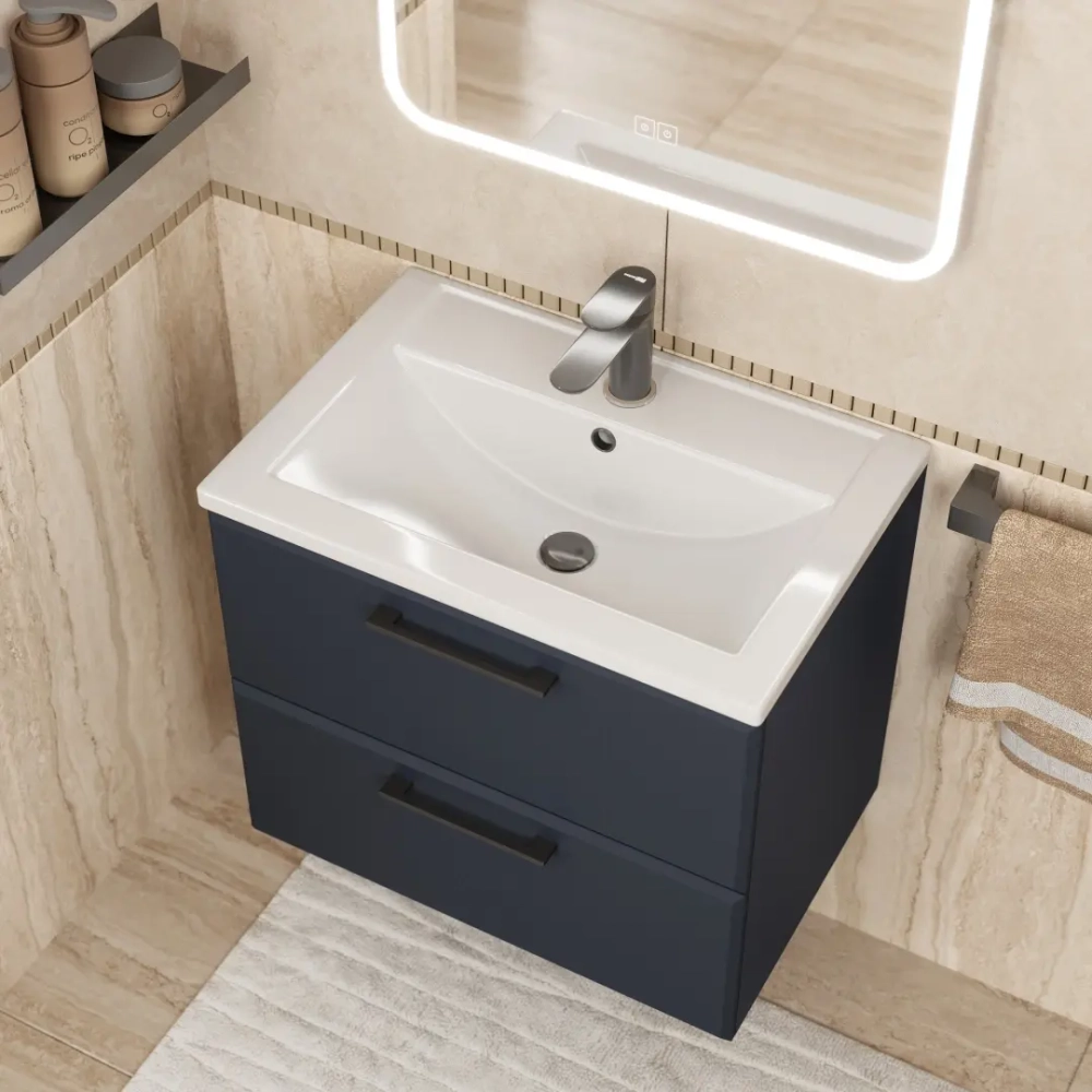 Тумба с раковиной для ванной Uperwood Foster New 60 см, подвесная, черная