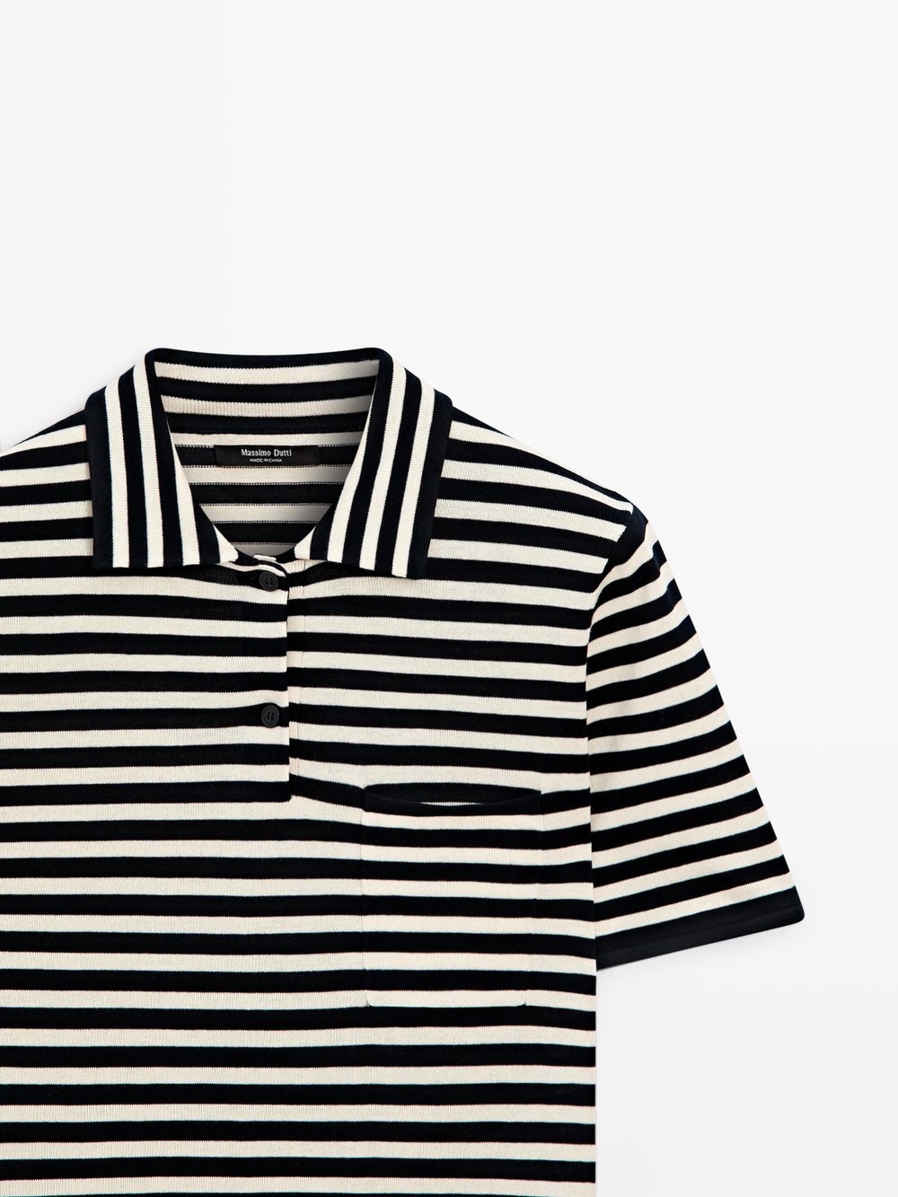 Massimo Dutti Трикотажное поло с карманом, темно-синий