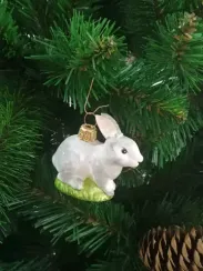 Елочное украшение Зайчик, стекло, 6 см., 1 шт., Irena CO (550850)