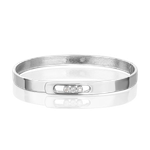 Браслет жесткий из белого золота с фианитами