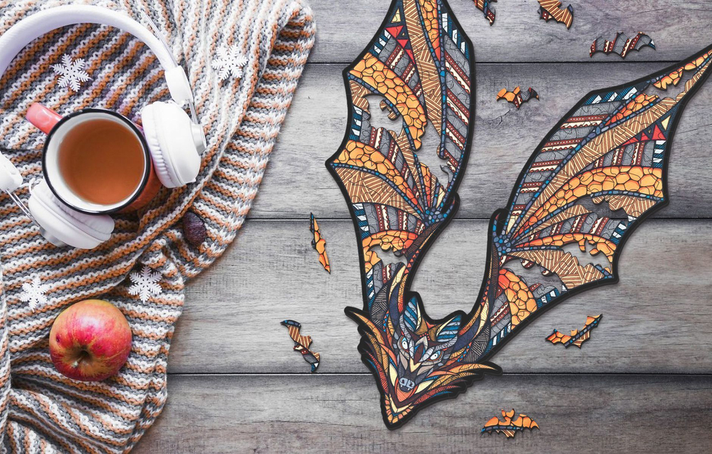 Деревянный, фигурный пазл EWA Летучая Мышь L 39x54 см