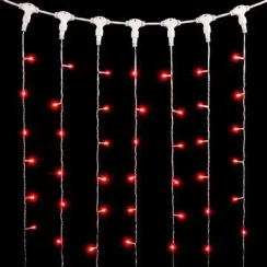 Светодиодный занавес 1*6 м., 600 красных LED ламп, прозрачный провод провод ПВХ, LTC (PCL601-10-2R)