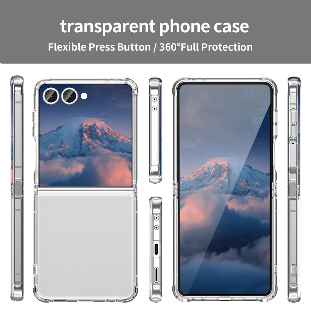 Чехол прозрачный для Samsung Galaxy Z Flip 7, мягкие усиленные боковые рамки