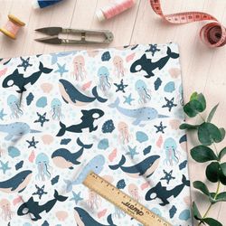 Ткань лен киты и косатки